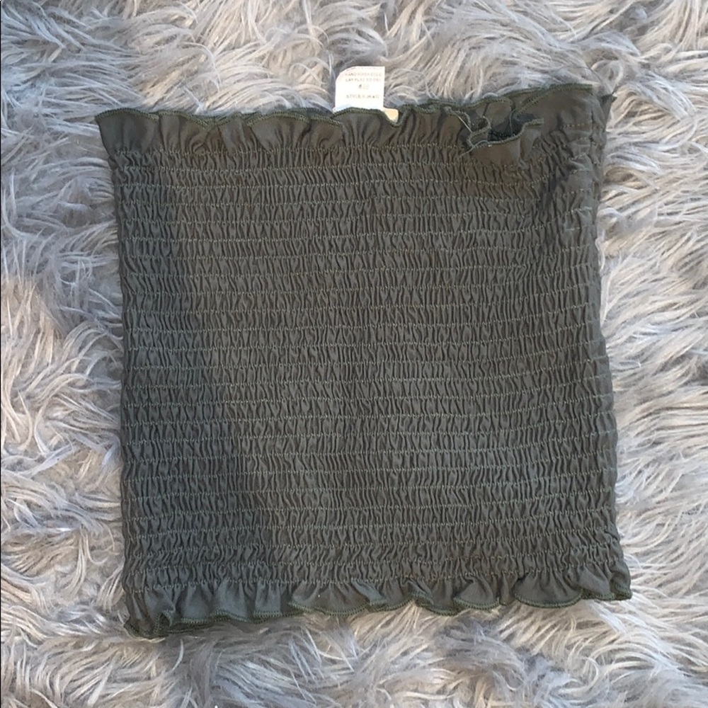 Olive green tube top.